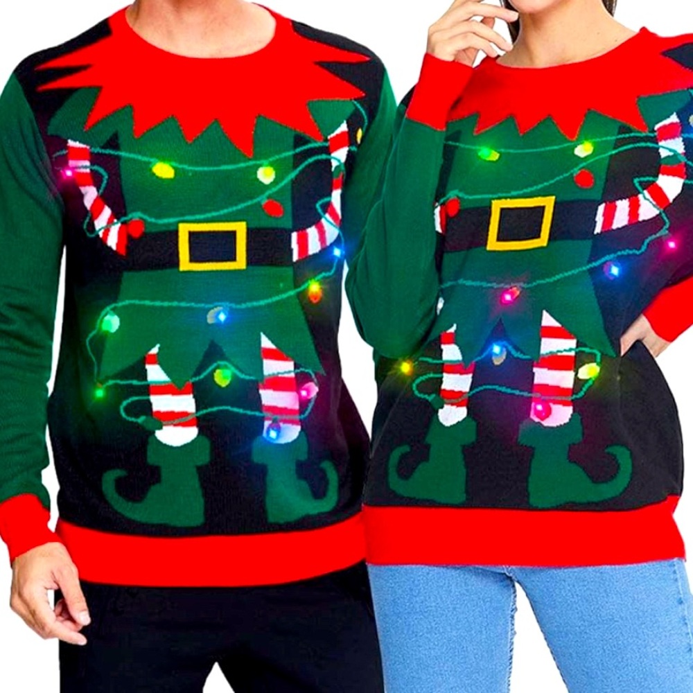 Christmas Ugly Sweater‎ Men’s Women’s Light-up Graphic Knit Crew Neck Pullover